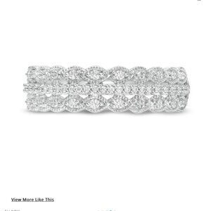 0.065 CT. T.W. Diamond Triple Row Vintage-Style Ring in 10K White Gold